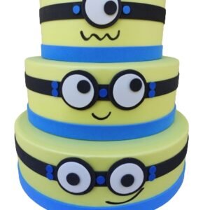Bolo Fake Minions Rosa Isopor Moldado Em Eva Sem Emenda