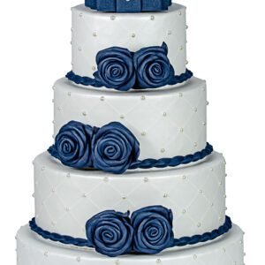 BOLO FAKE 5 BASES BODAS AZUL MARINHO