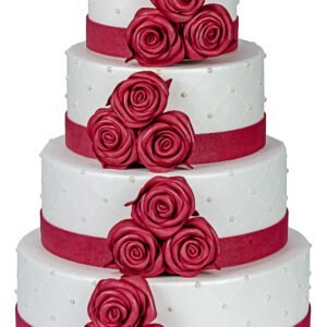 BOLO FAKE FLORES TRIPLA VERMELHO