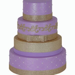 BOLO FAKE LILAS COM DOURADO