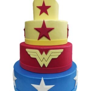 Bolo Fake Mulher Maravilha Isopor Moldado Em Eva Sem Emenda