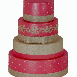 BOLO FAKE VERMELHO COM DOURADO